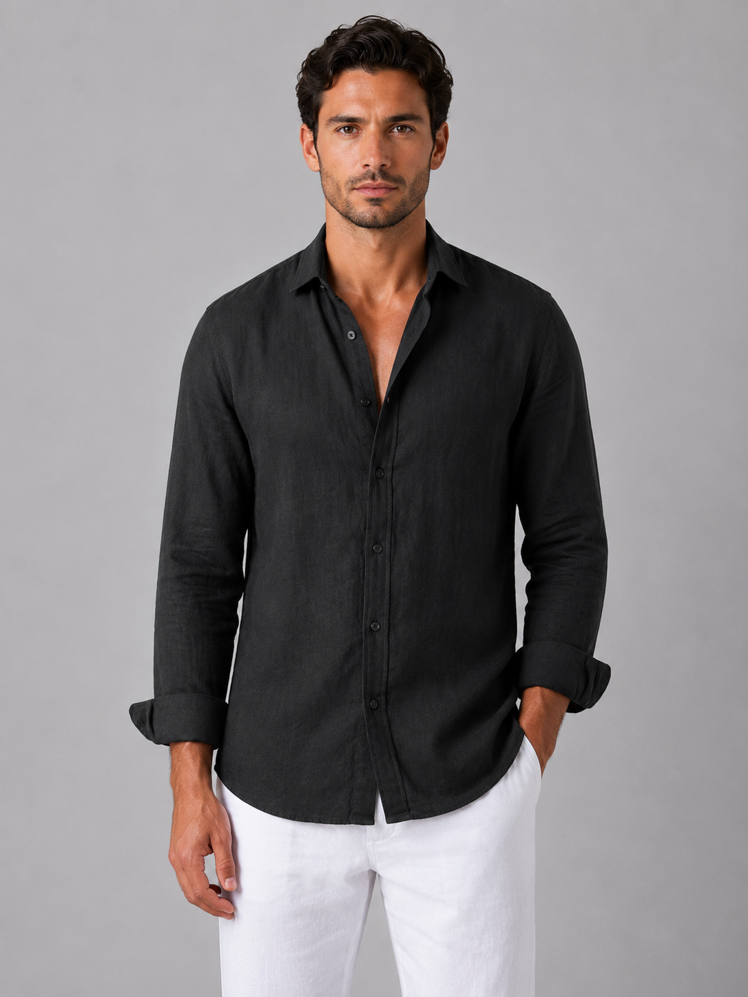 Tristan | Chemise Aspect Lin Boutonnée