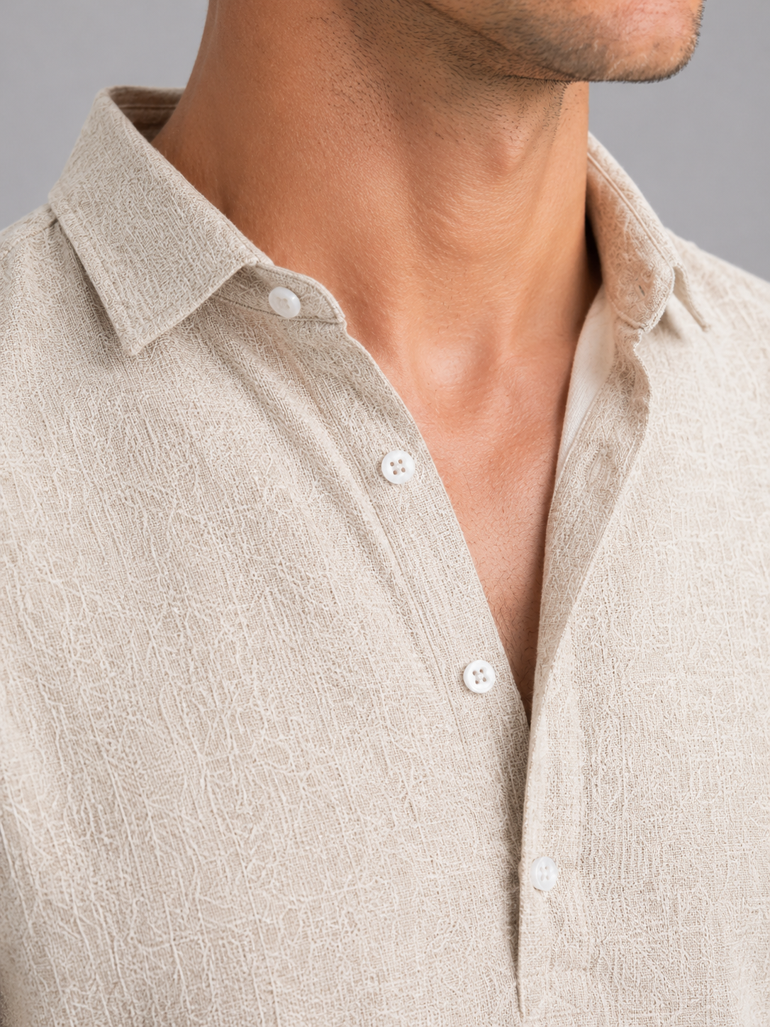 Yohan | Chemise Aspect Lin Manches Longues