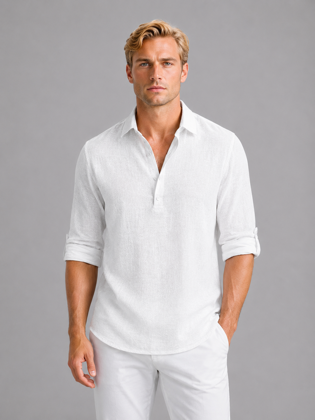 Yohan | Chemise Aspect Lin Manches Longues