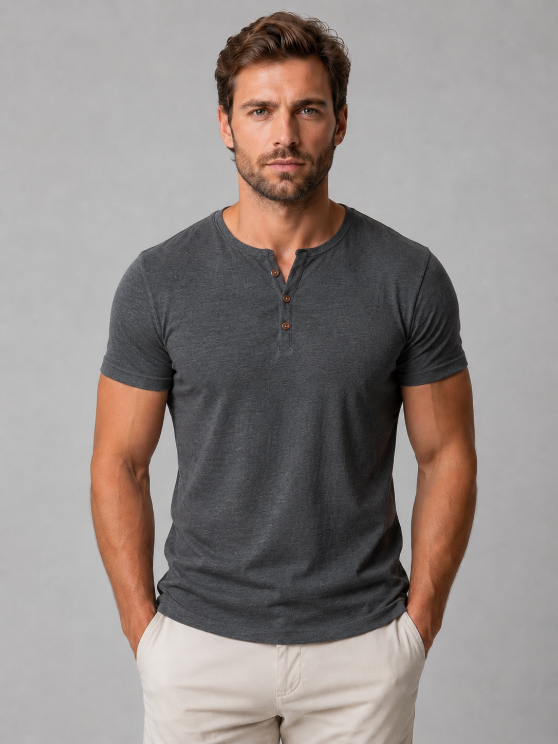 Grégoire-Marie | T-Shirt Henley Boutonné