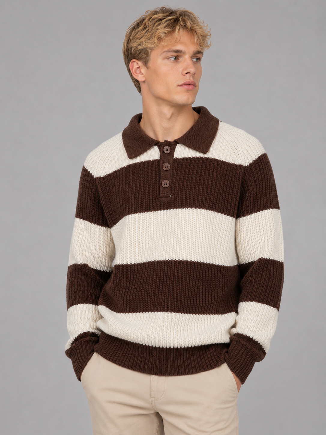 Pacôme | Pull Polo Rayé Col Boutonné