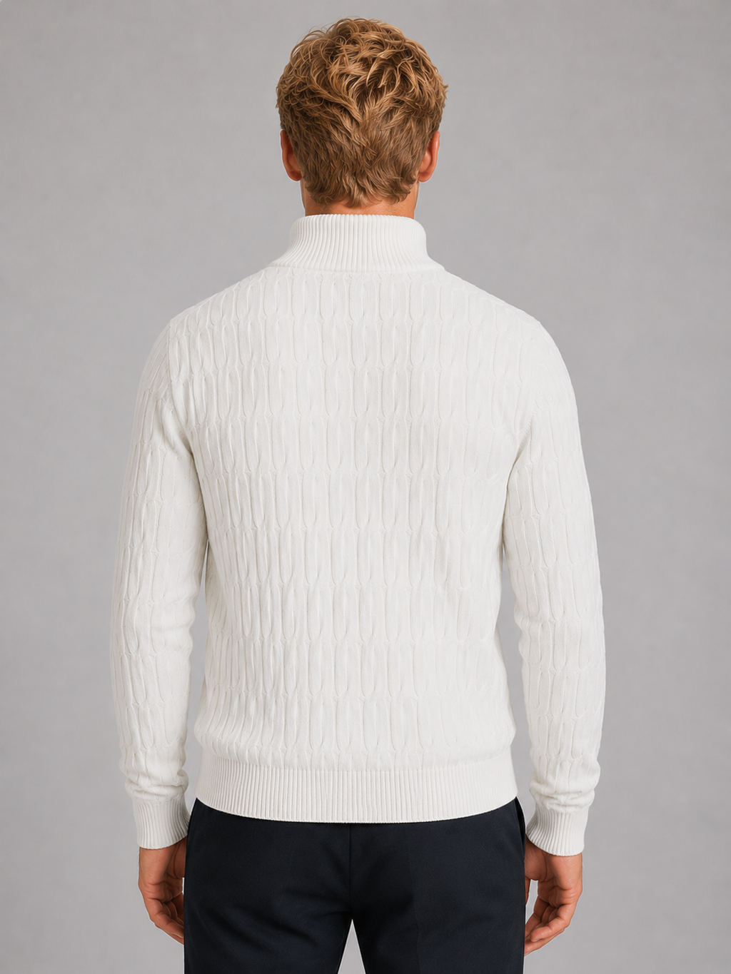 Théodulphe | Pull Zippé Texturé Col Cheminée