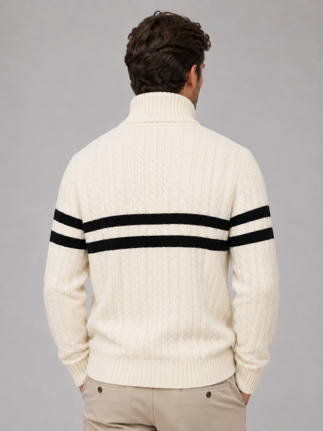 Hugues | Pull Laine Torsadé Demi-Zip