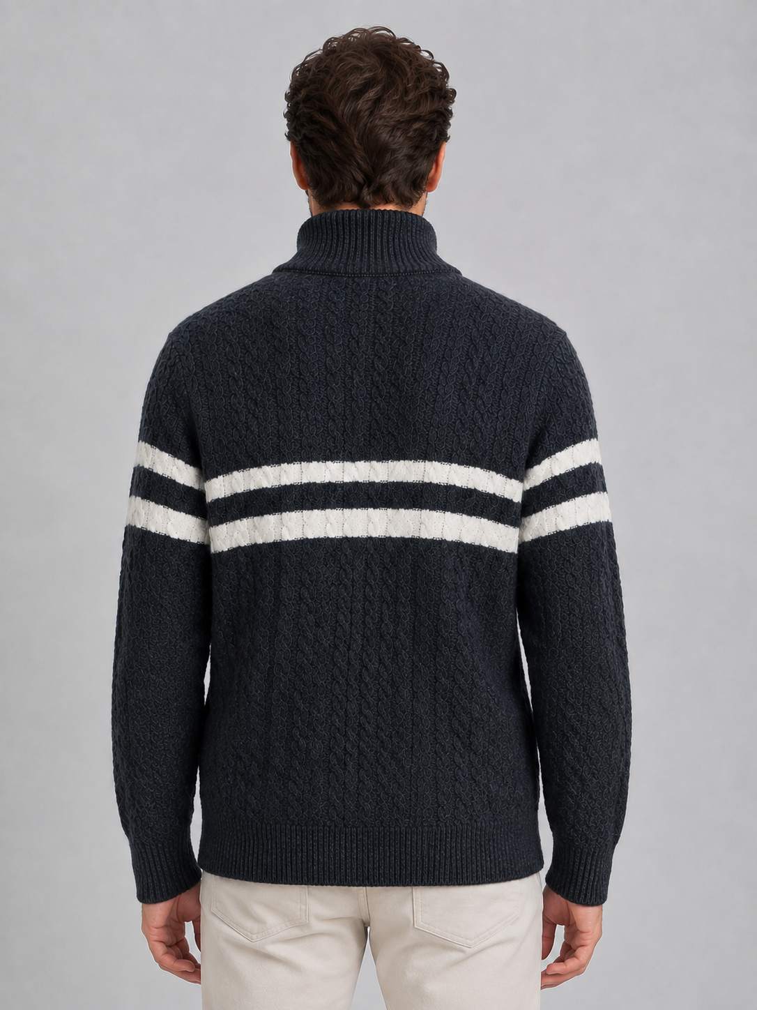 Hugues | Pull Laine Torsadé Demi-Zip