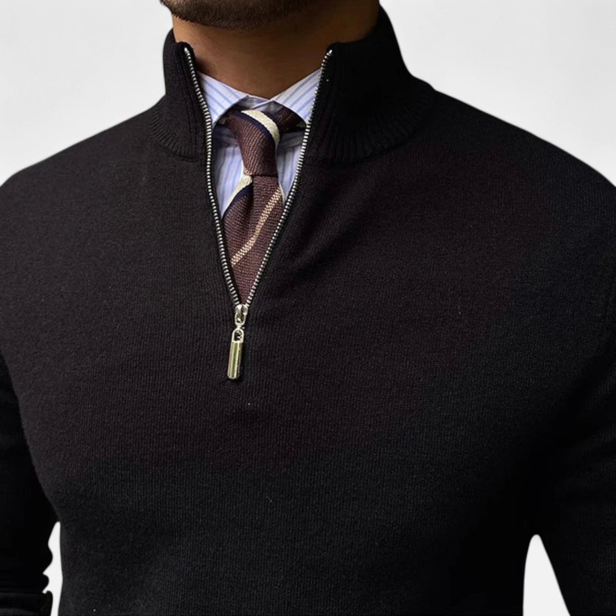 Valère | Pull Col Montant Zippé Ajusté
