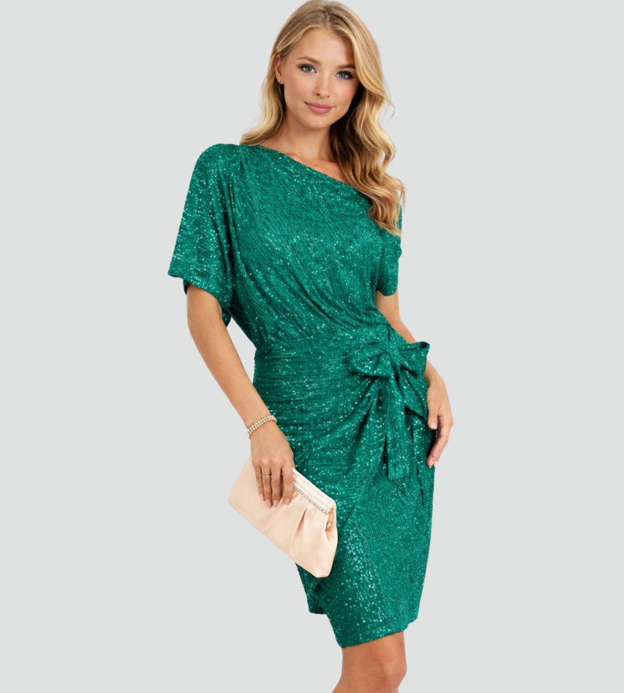 Élisabeth | Robe Cocktail Une Épaule Scintillante