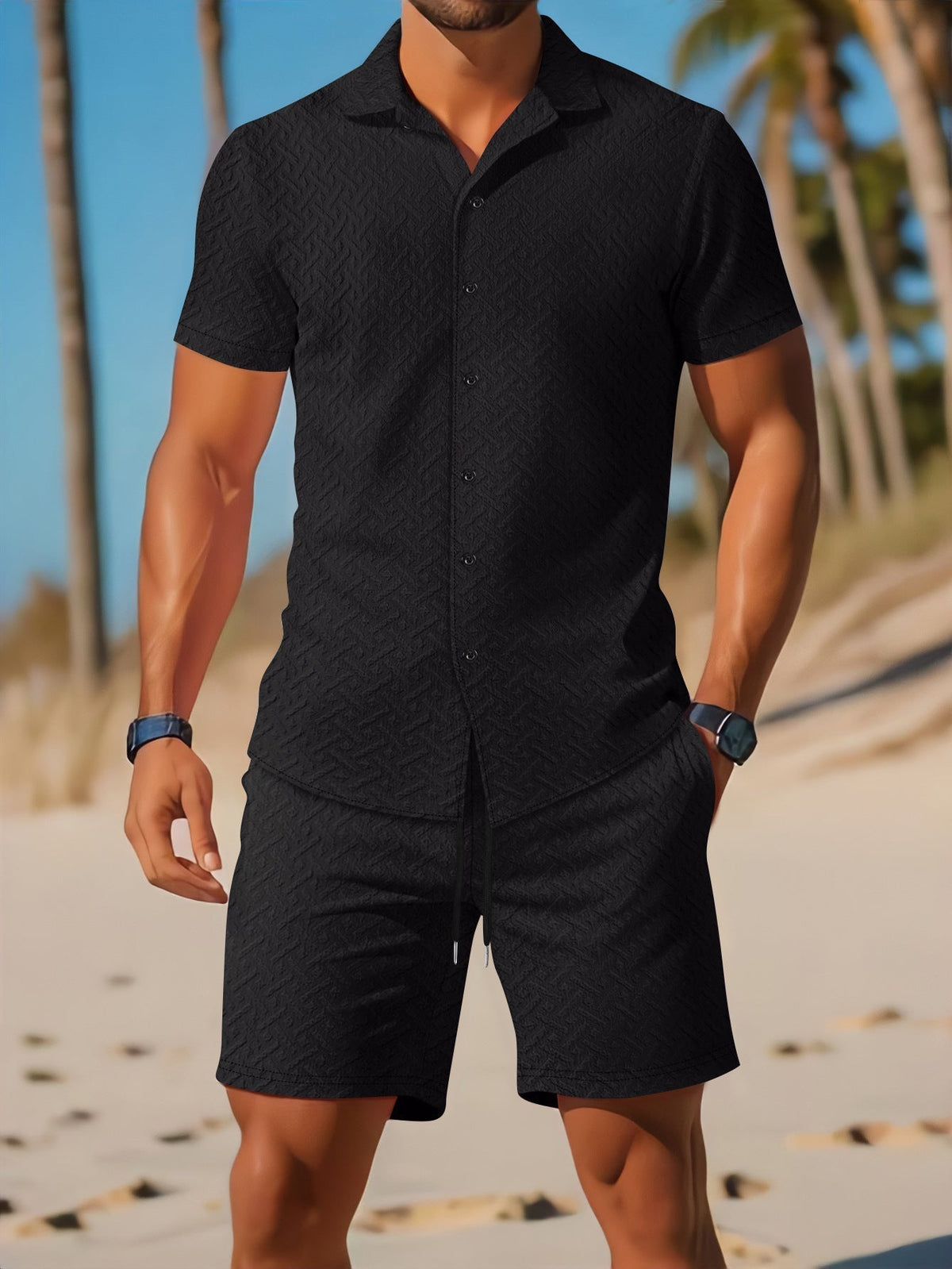 Gustave | Ensemble Chemise Gaufrée & Short