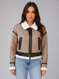 Coline | Blouson Aviateur Aspect Suédine
