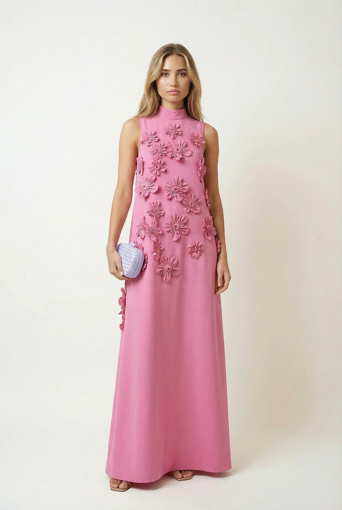 Camélia | Robe Maxi Appliqués Floraux Femme