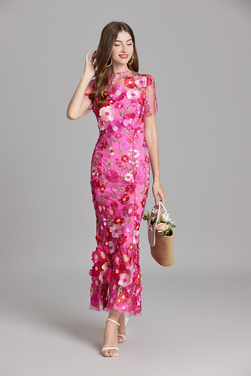 Jasmine | Robe Midi Fleurie Brodée