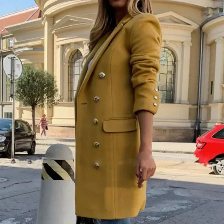 Émeline | Manteau Long Boutonné Larges Revers