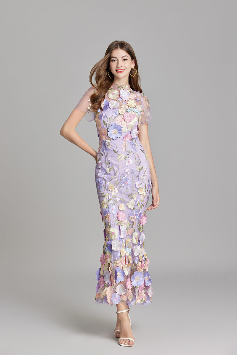 Jasmine | Robe Midi Fleurie Brodée