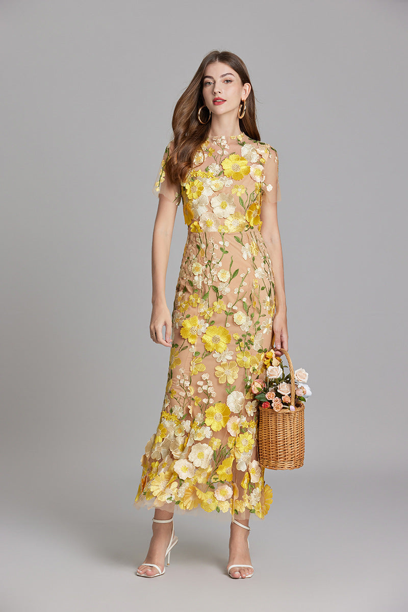 Jasmine | Robe Midi Fleurie Brodée