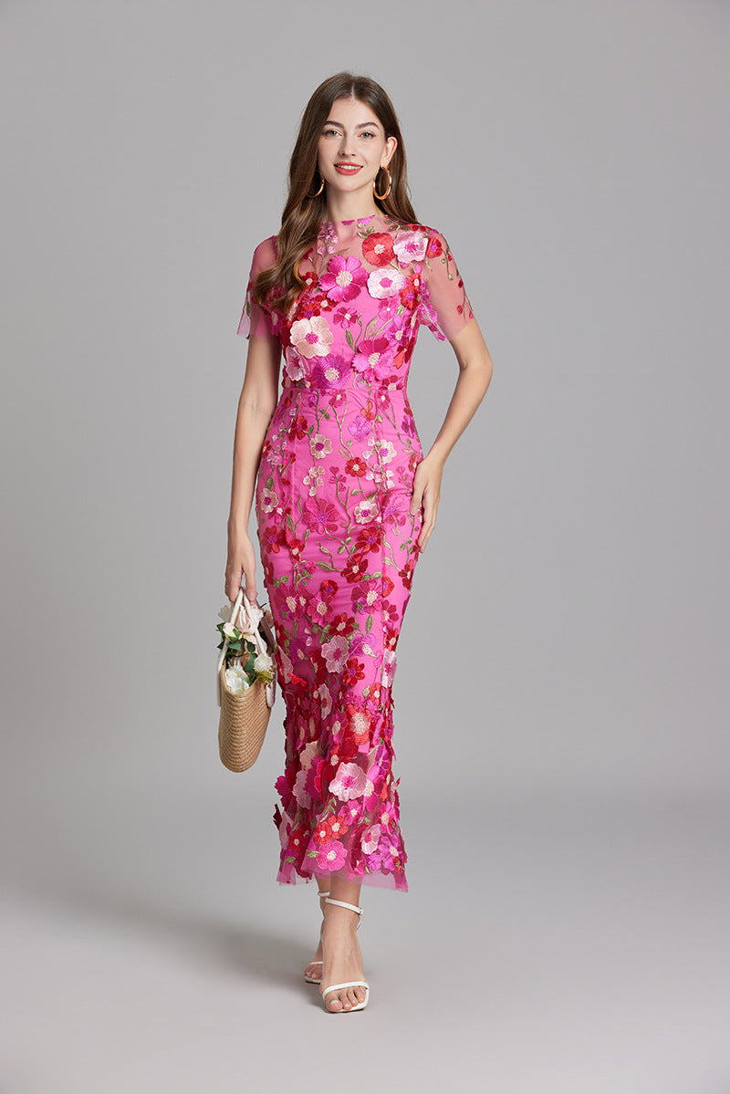 Jasmine | Robe Midi Fleurie Brodée