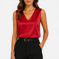 Laure | Blouse Satin Col V Sans Manches Femme