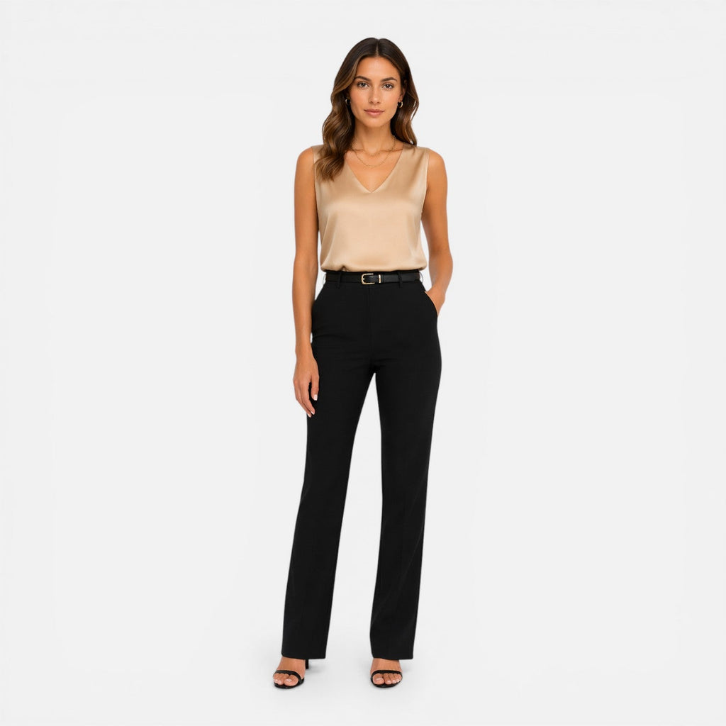 Laure | Blouse Satin Col V Sans Manches Femme