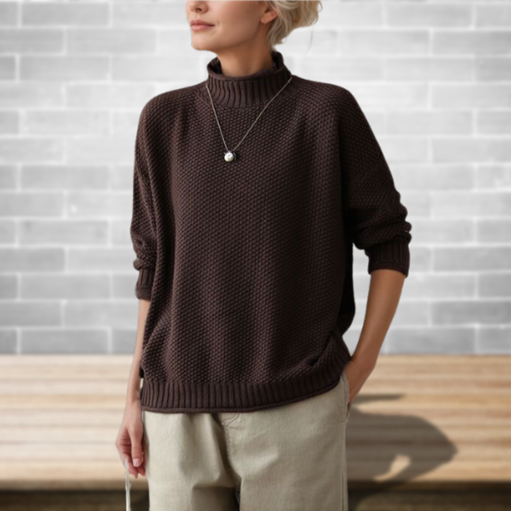 Soizic | Pull Col Roulé Maille Texturée