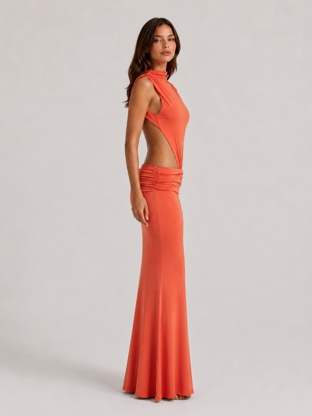 Flore | Robe Maxi Col Montant Découpes Femme