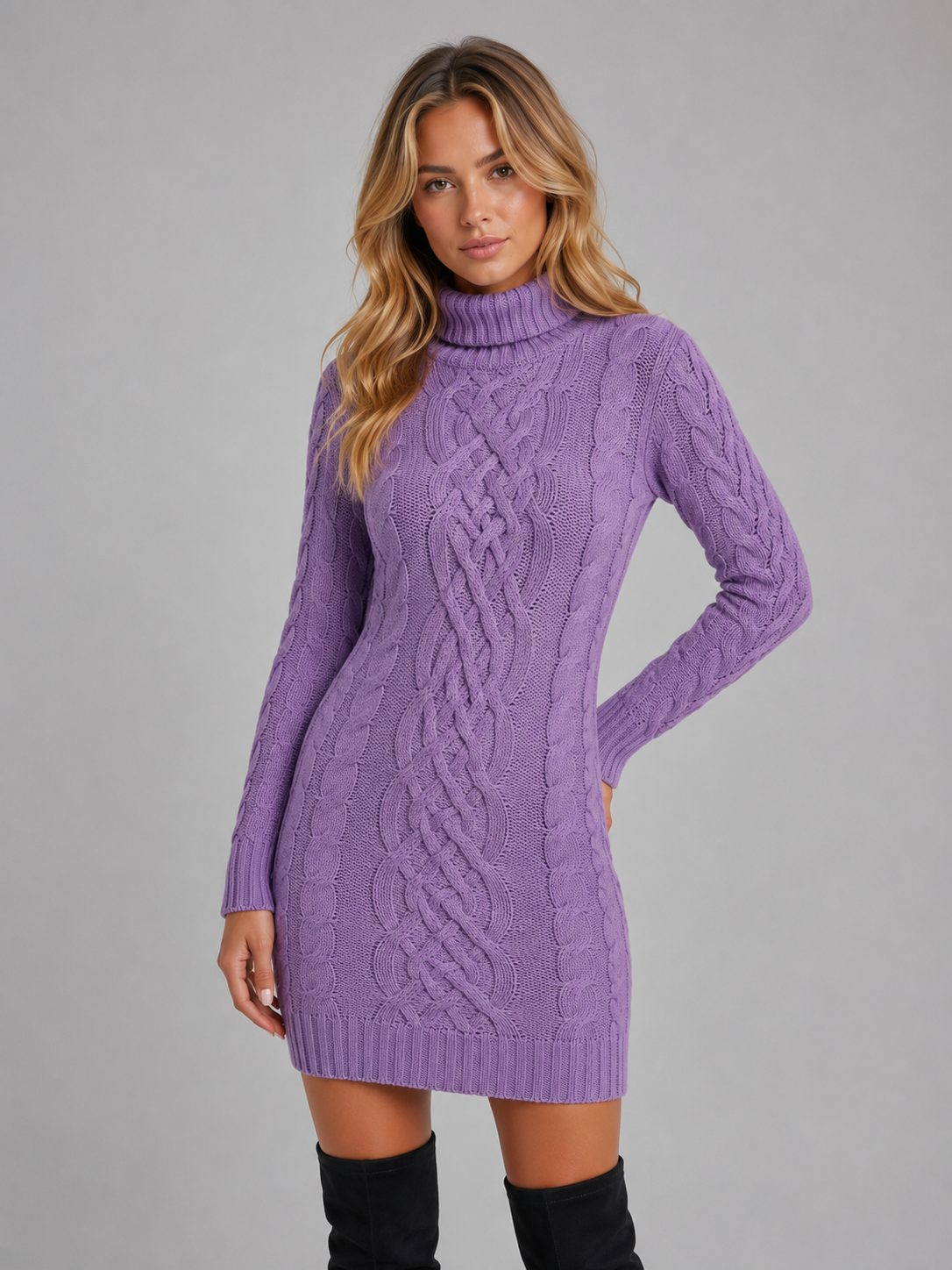 Isabelle | Robe Pull Torsadée Col Roulé