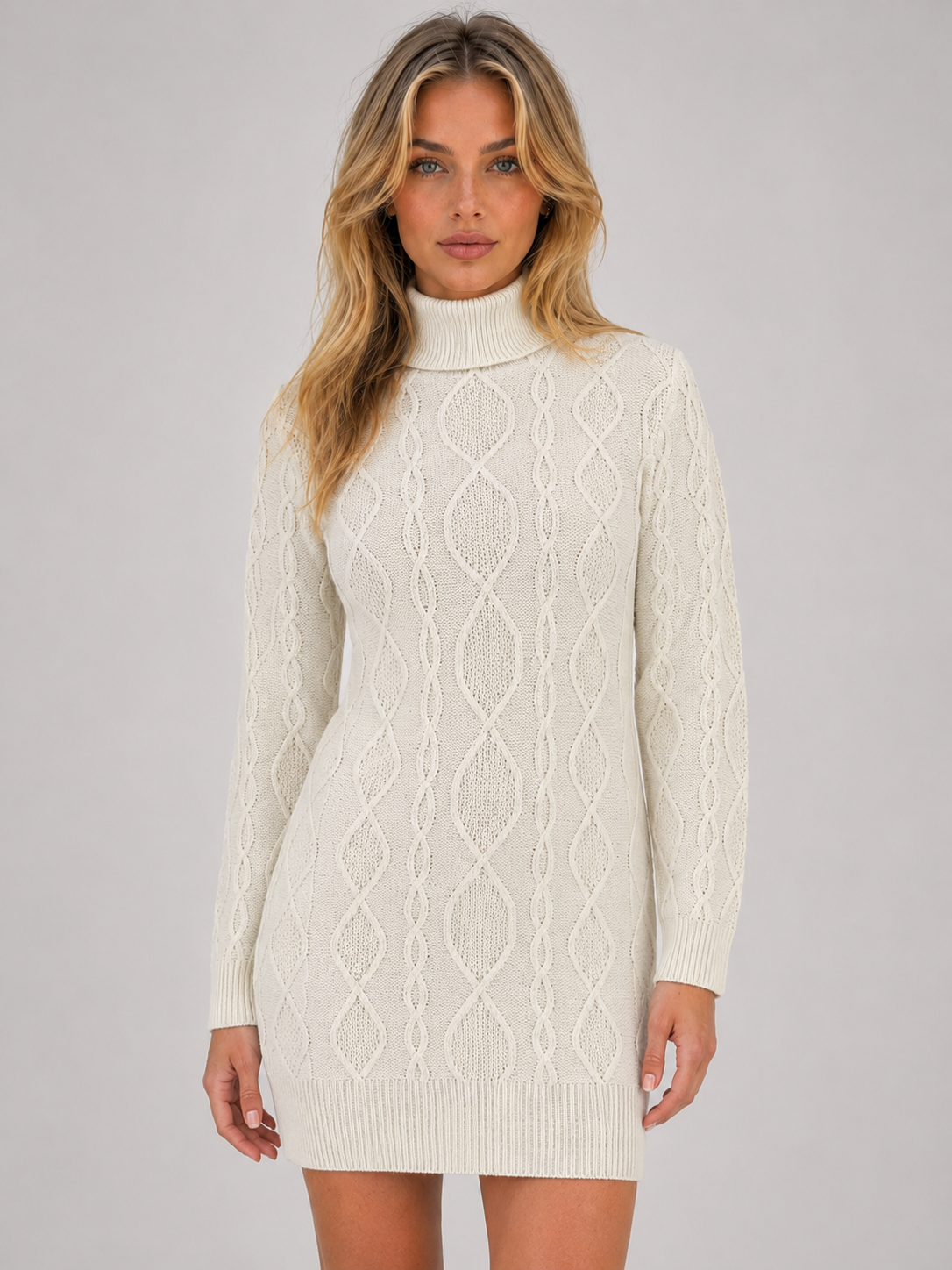 Béatrice | Robe Mini Torsadée Col Roulé