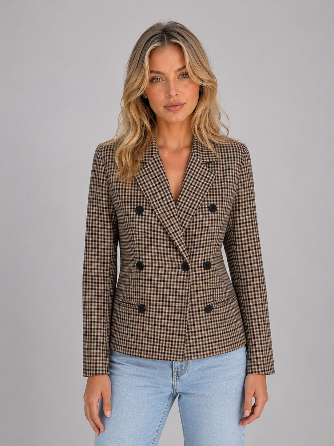 Rolande | Blazer Croisé à Carreaux