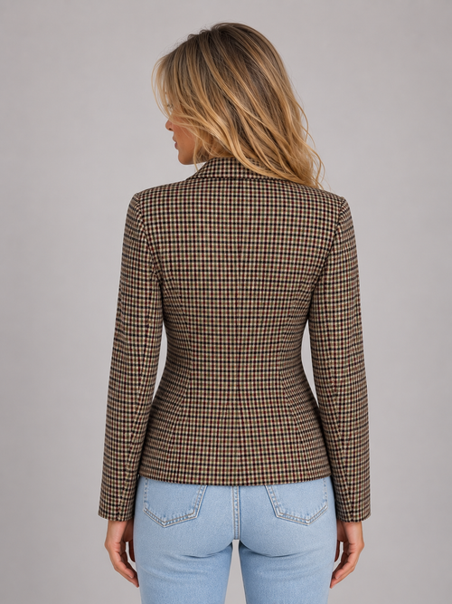 Albertine | Blazer Croisé à Carreaux Femme