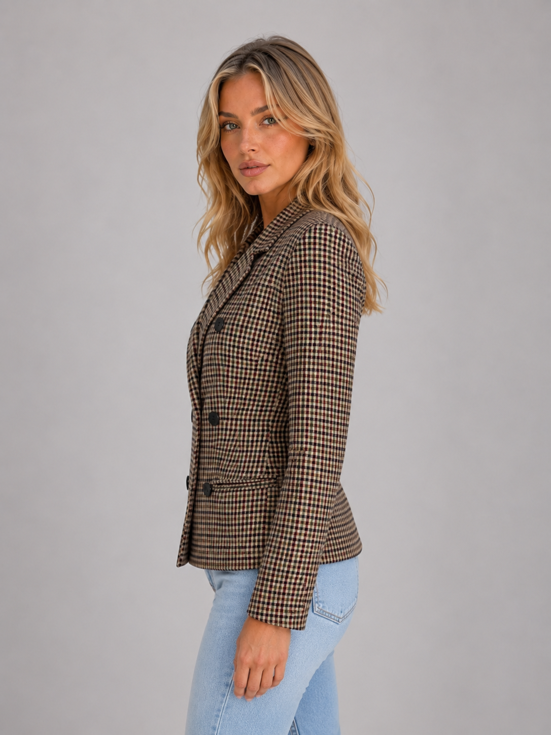 Rolande | Blazer Croisé à Carreaux