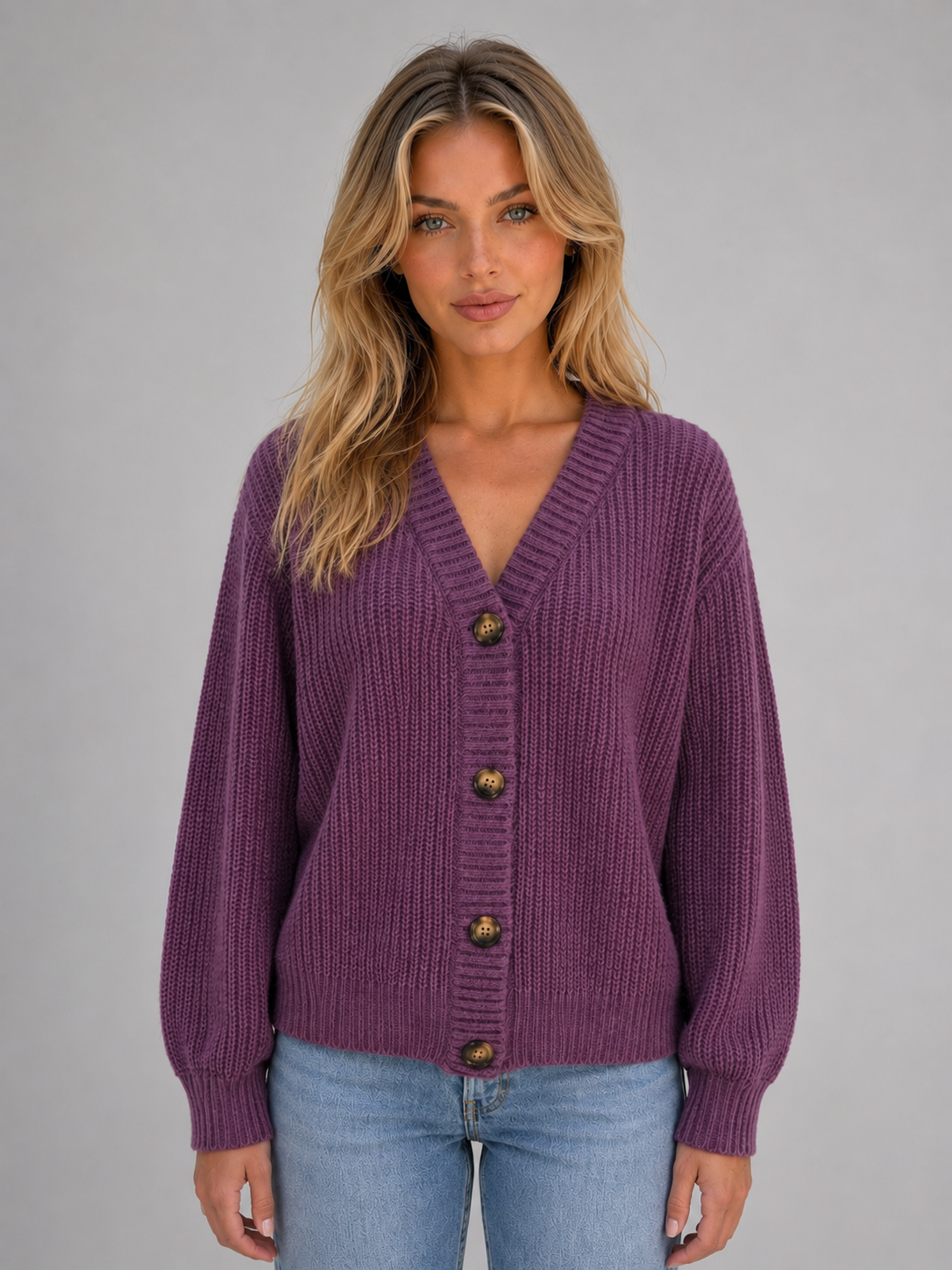 Régine | Gilet Chunky Col V