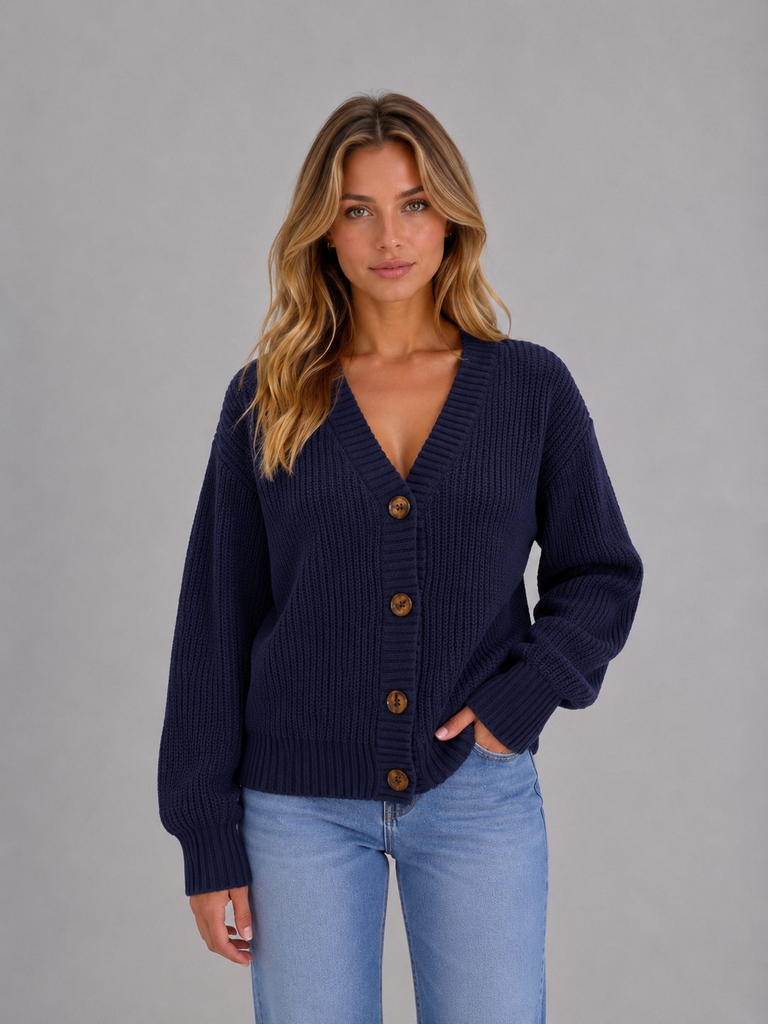 Régine | Gilet Chunky Col V