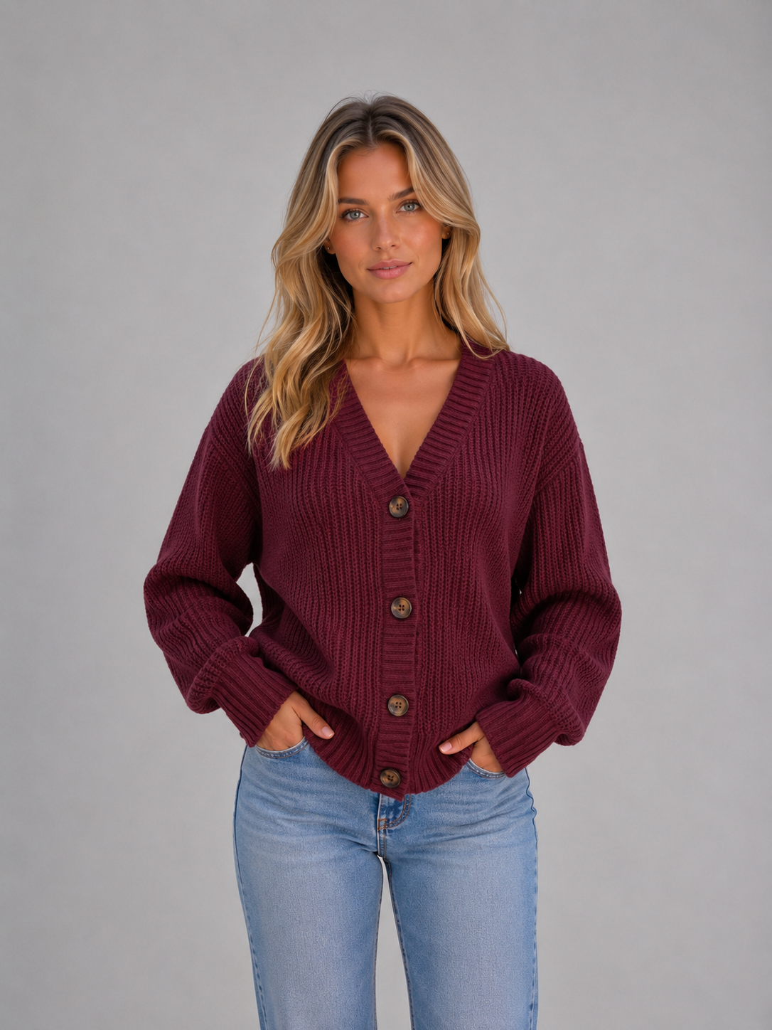 Régine | Gilet Chunky Col V