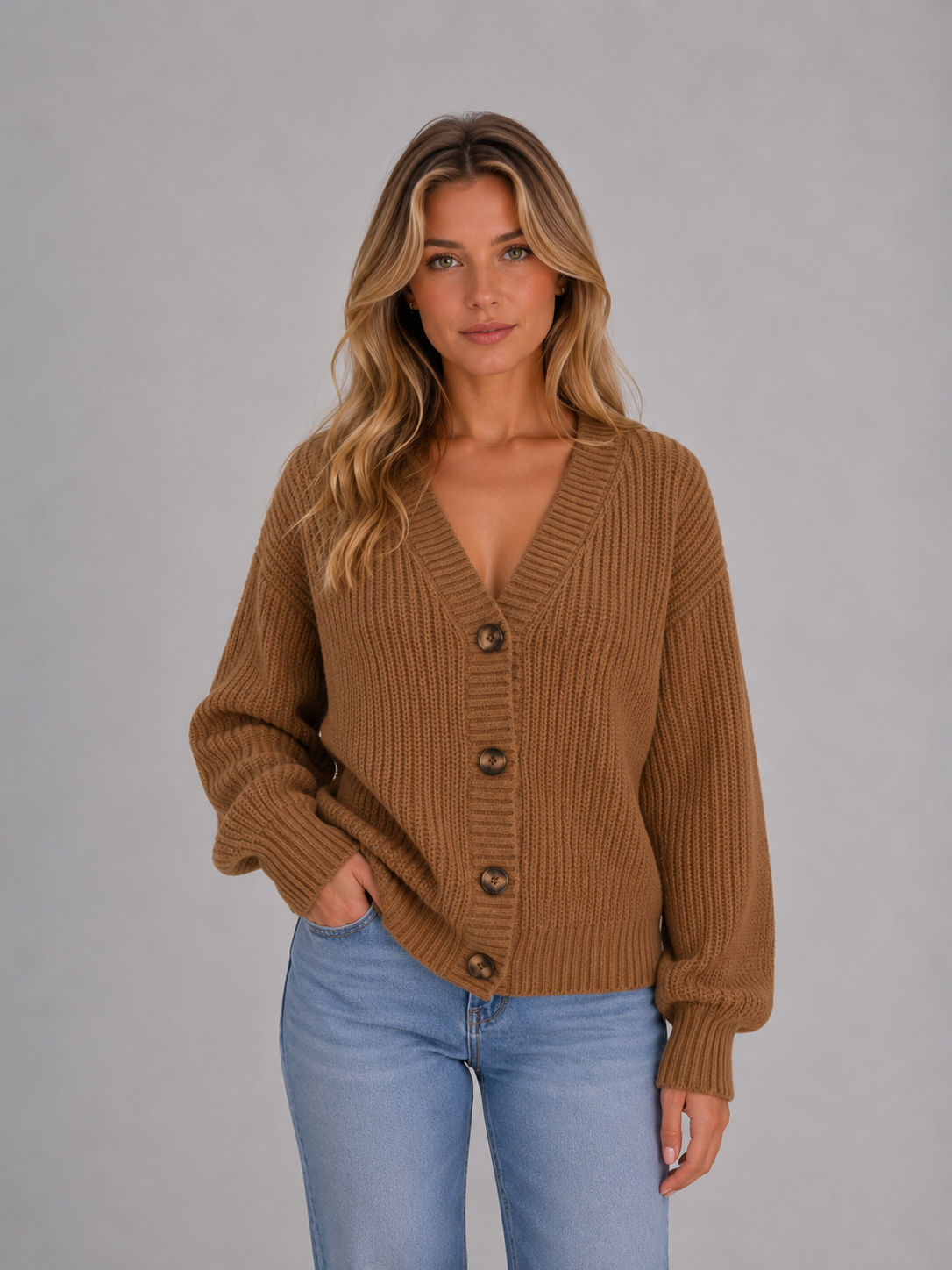 Régine | Gilet Chunky Col V