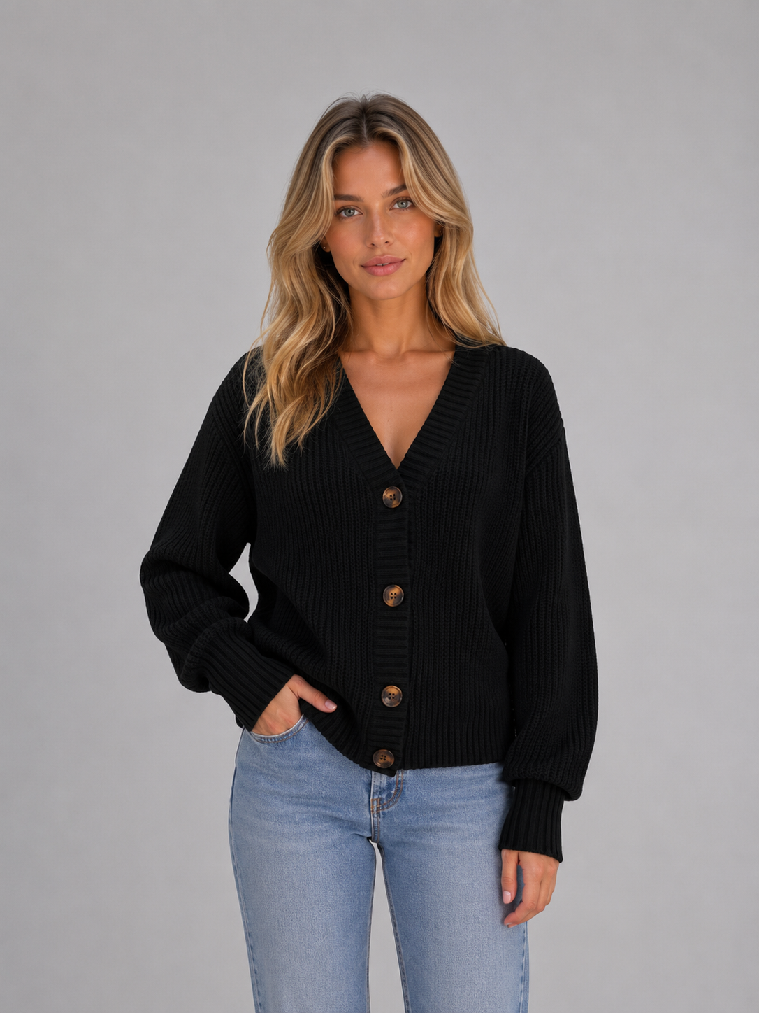 Régine | Gilet Chunky Col V