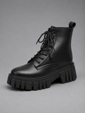 Adeline | Bottines Combat Aspect Cuir