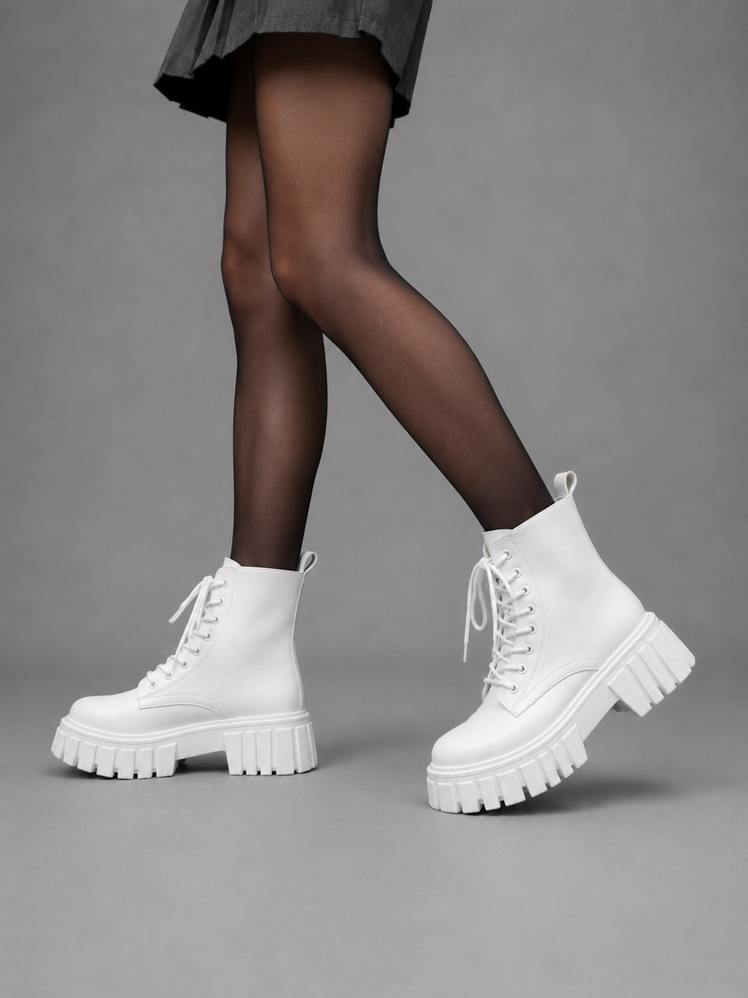 Adeline | Bottines Combat Aspect Cuir