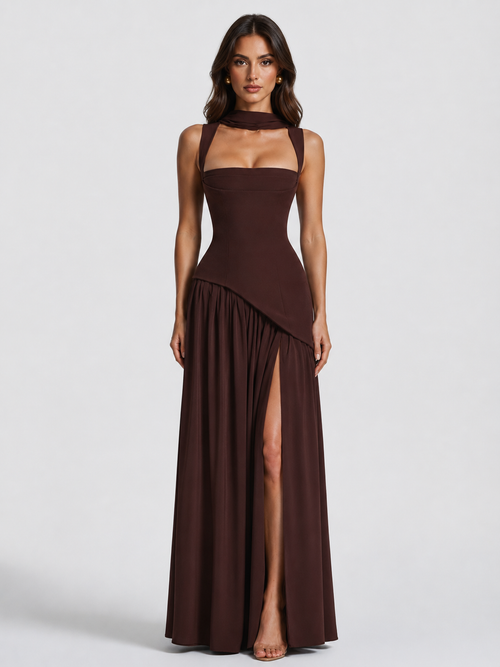 Alizée | Robe Maxi Drapée Satinée Femme