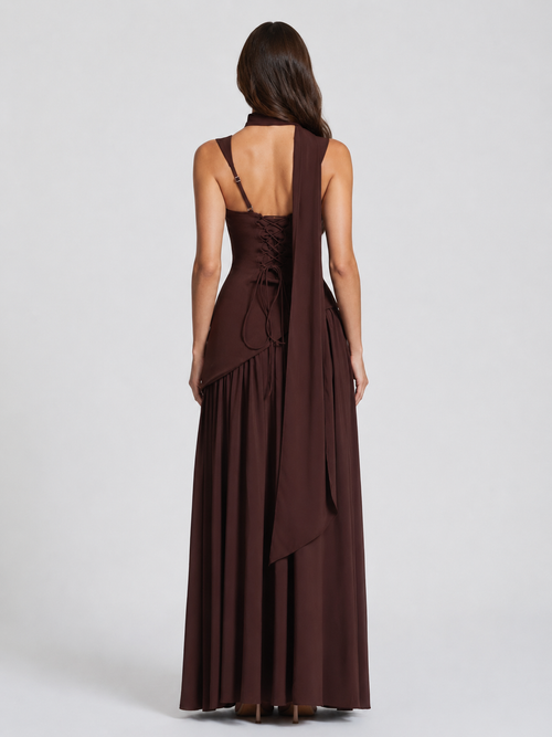 Alizée | Robe Maxi Drapée Satinée Femme
