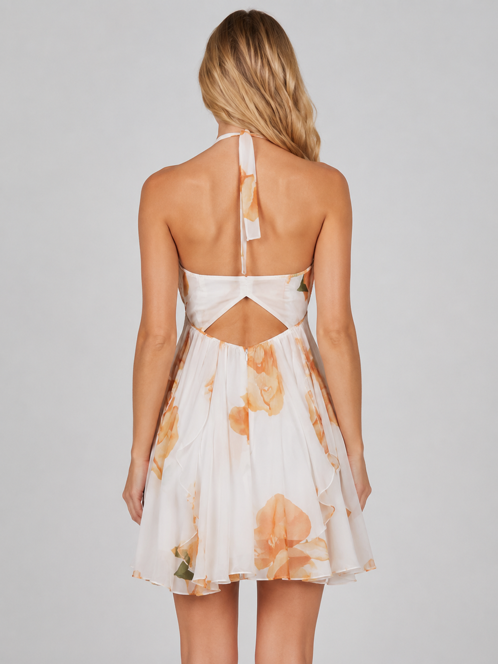 Bettina | Robe Courte Mousseline Fleurie Dos Nu Femme