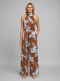 Oriane | Combinaison Pantalon Large Fleurie Dos Nu