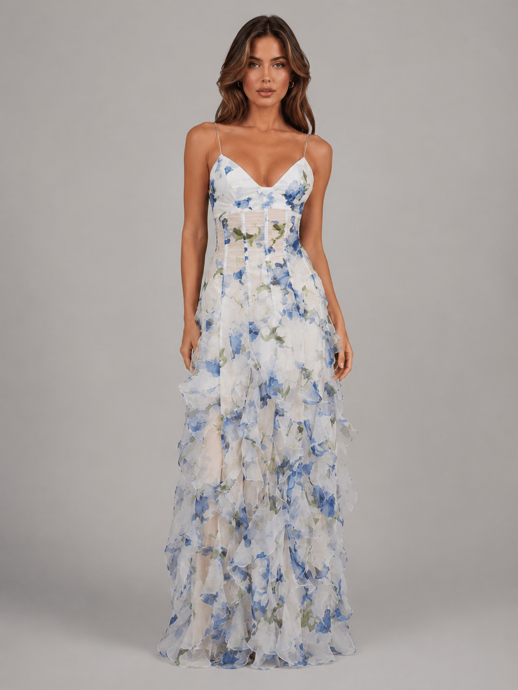 Desiree | Robe Maxi Volants Fleurie Femme