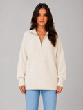 Ambre | Pull Torsadé Demi-Zip Chunky