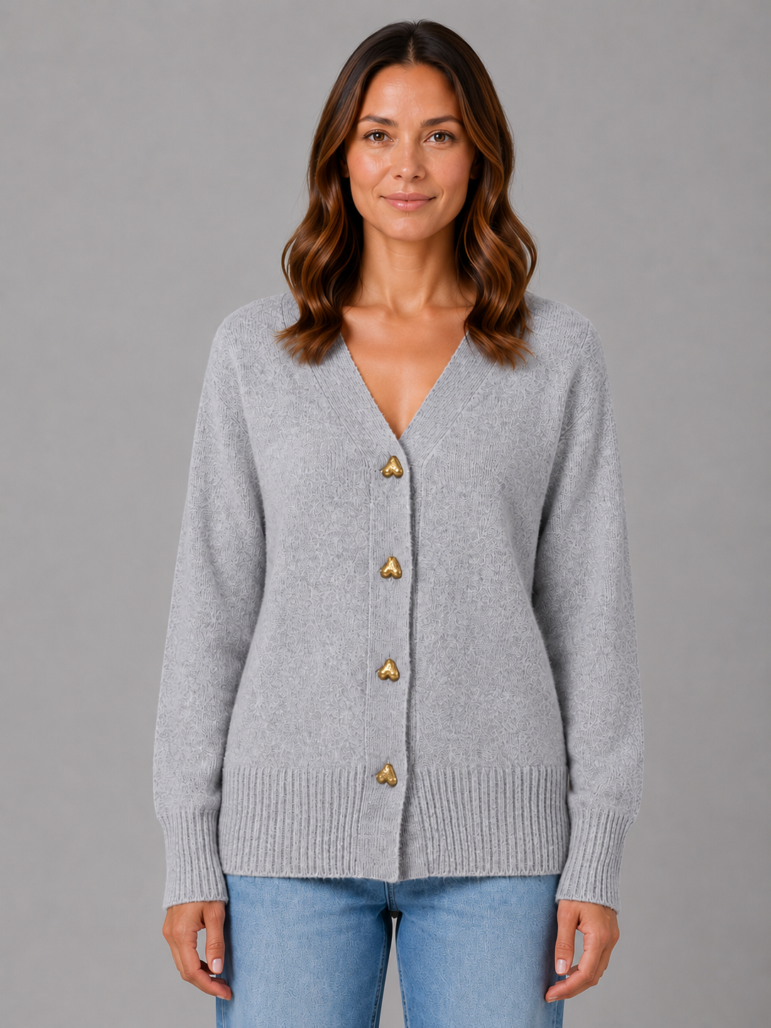 Félicie | Gilet Boutons Cœur Col V