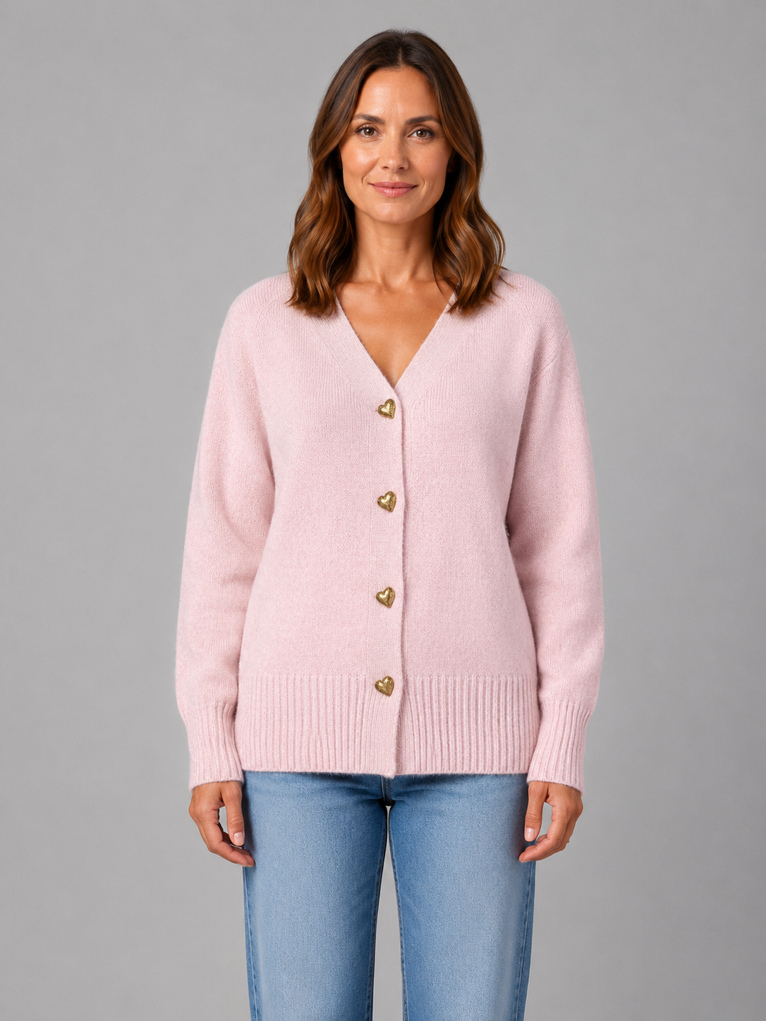 Félicie | Gilet Boutons Cœur Col V