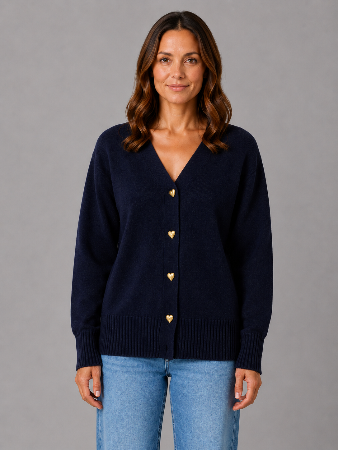 Félicie | Gilet Boutons Cœur Col V
