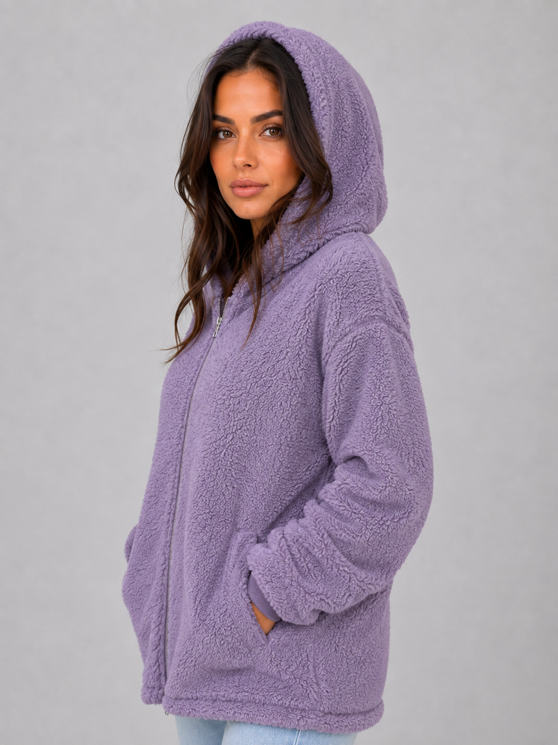 Malvina | Gilet Peau Lainée à Capuche