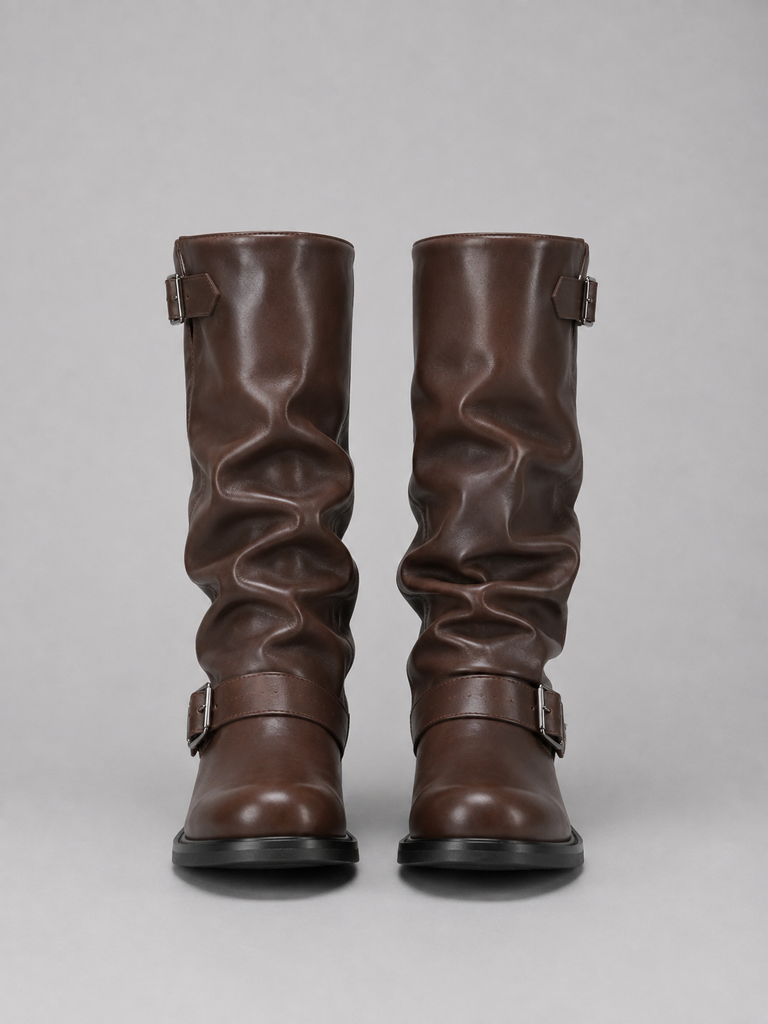 Ilona | Bottes Hautes Boucles Aspect Cuir