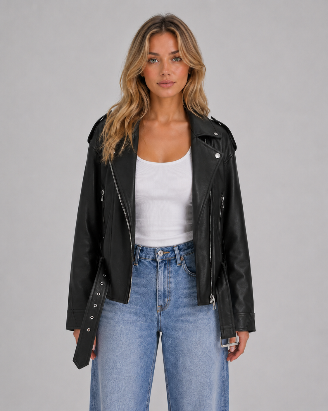 Iris-Marie | Blouson Motard Aspect Cuir