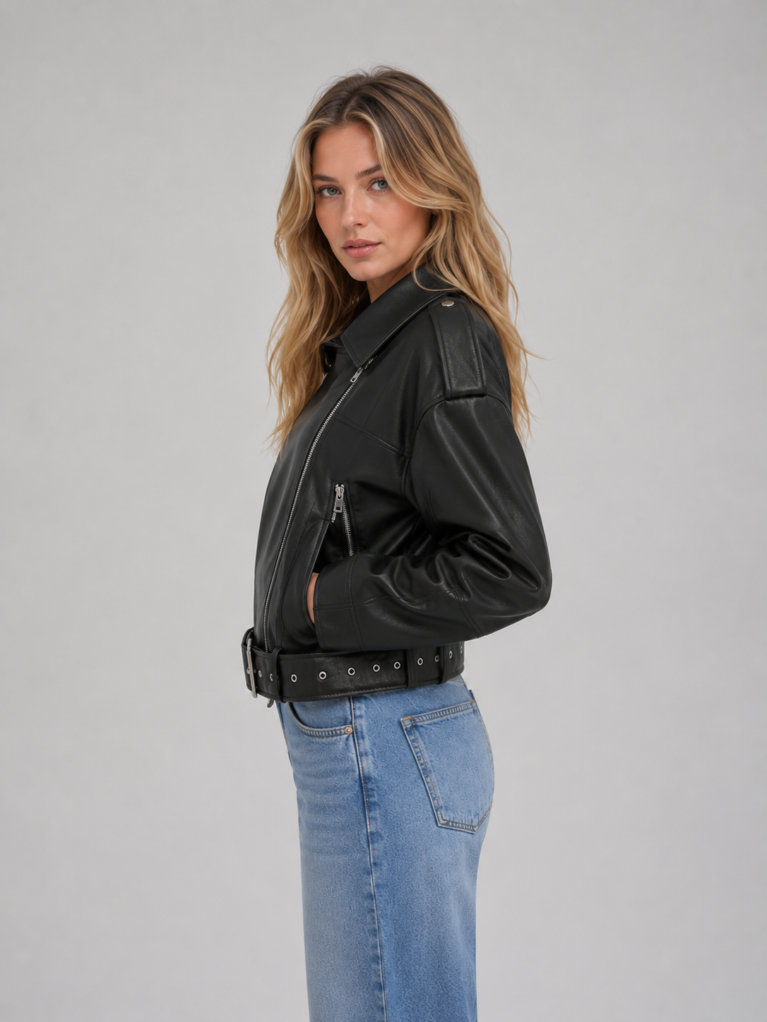 Iris-Marie | Blouson Motard Aspect Cuir