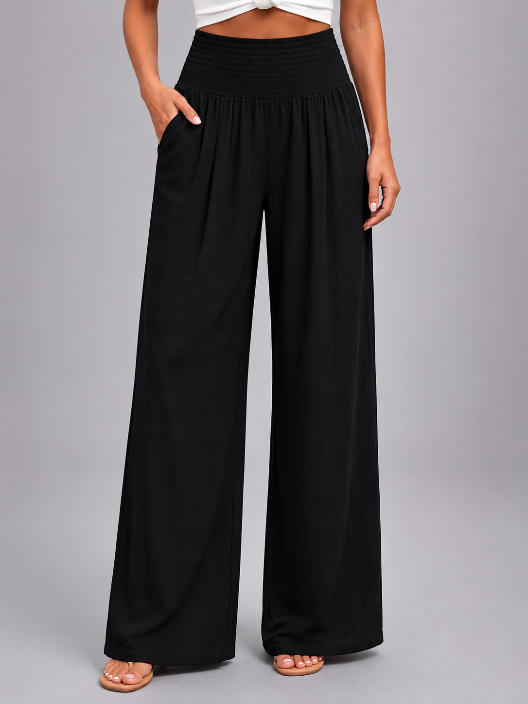 Honorine | Pantalon Large Effet Lin