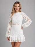 Elodie | Robe Courte Dentelle Manches Longues Femme