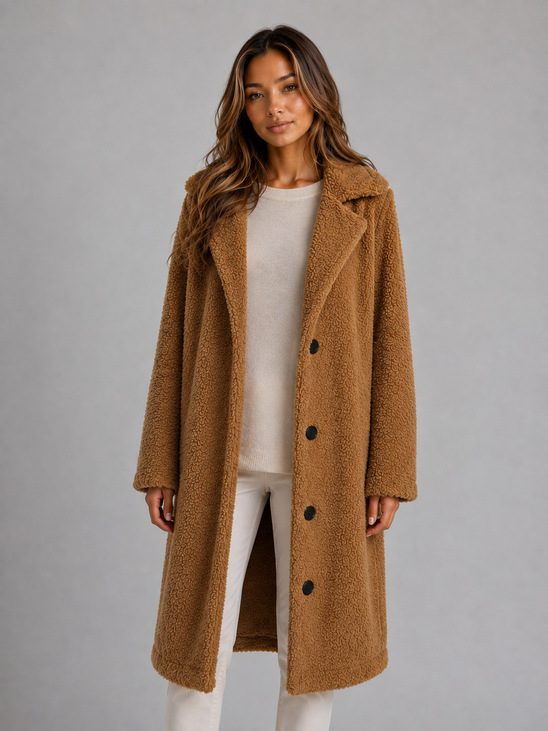 Marine | Manteau Long Peau Lainée